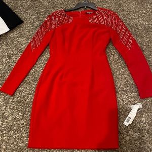Gianni Bini Red Dress with Silver Accents